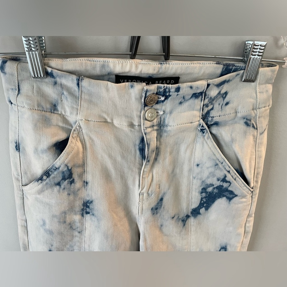 Veronica Beard, sz 25/0, Kallie Straight High Rise light wash tie dye crop jeans - Picture 7 of 12